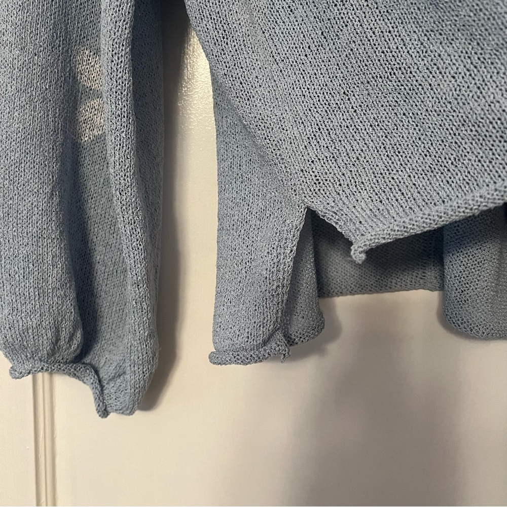 POL Blue Daisy Slouchy Sweater with Balloon Sleeves - Picture 4 of 8